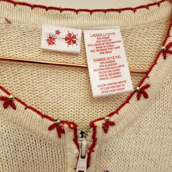 Vintage 90s Style Co MACYs Ugly Christmas Sweater Beaded Reindeer Zip Front Card - Picture 8 of 12